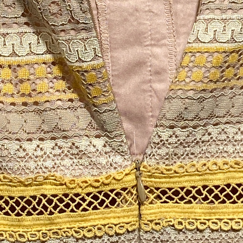 Francesca's Collections Yellow and Cream Lace Midi Dress - Picture 11 of 13